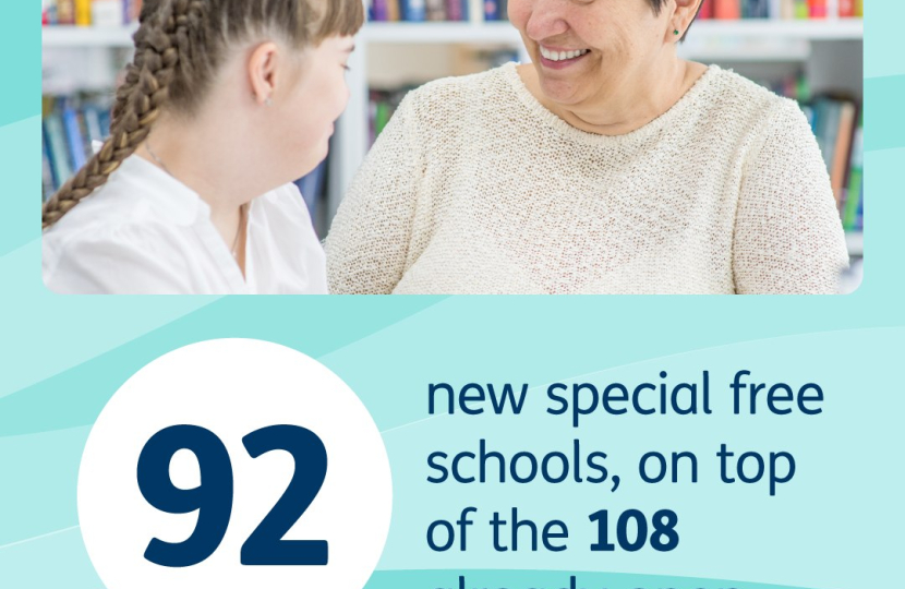 92 new special free schools, on top of the 108 already open