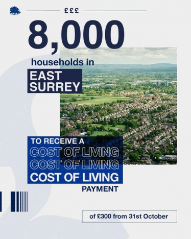 8,000 households in East Surrey to receive a Cost of Living payment