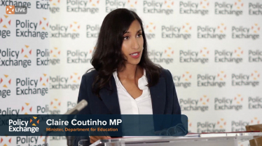 Claire giving her speech at Policy Exchange